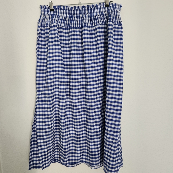 Universal Thread Womens Blue & White Smocked Gingham Maxi Skirt Size XL - Picture 2 of 8